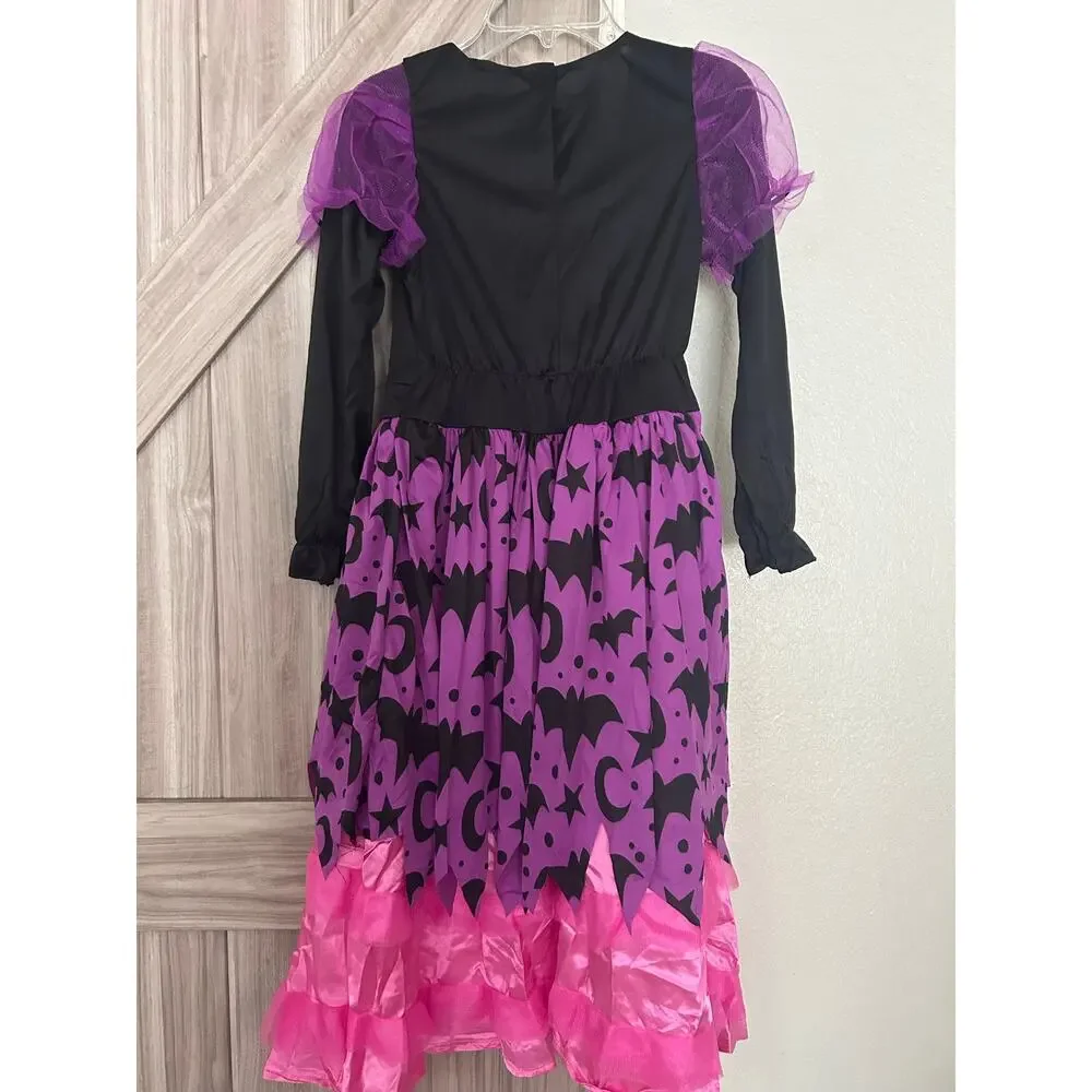 NIB Spooktacular Creations witch costume girl Med 8-10 pink and purple